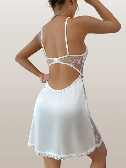 Floral Lace White Babydoll Nightie - Kosmicos