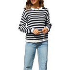 Zigzag Women Knit Sweater BLACK - KOSMICOS