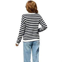 Zigzag Women Knit Sweater BLACK - KOSMICOS