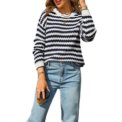 Zigzag Women Knit Sweater BLACK