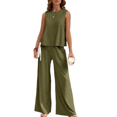 Sleeveless Top & Wide Leg Pants