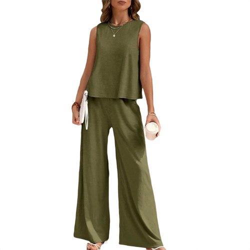 Sleeveless Top & Wide Leg Pants