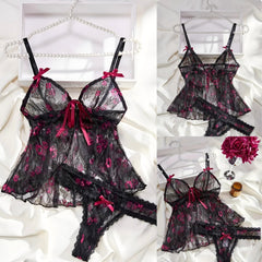 Make Me Your Girl Two Piece See Through Lace Lingerie Sets - Kosmicos