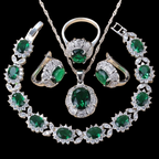 4PCS Green Bridal Jewelry Set For Women - Kosmicos