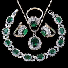 4PCS Green Bridal Jewelry Set For Women - Kosmicos