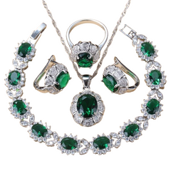 4PCS Green Bridal Jewelry Set For Women - Kosmicos