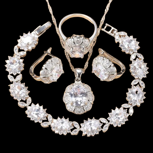 4PCS White Bridal Jewelry Set For Women - Kosmicos