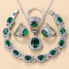 4PCS Green Bridal Jewelry Set For Women - Kosmicos