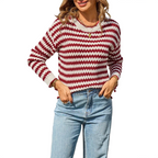 Zigzag Women Knit Sweater RED - KOSMICOS