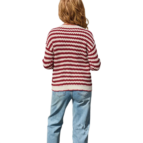 Zigzag Women Knit Sweater RED - KOSMICOS
