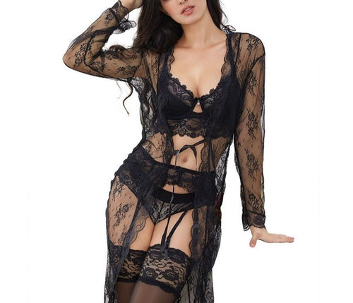 Sexy 7PCS Women Mesh Floral Lingerie Set -Kosmicos