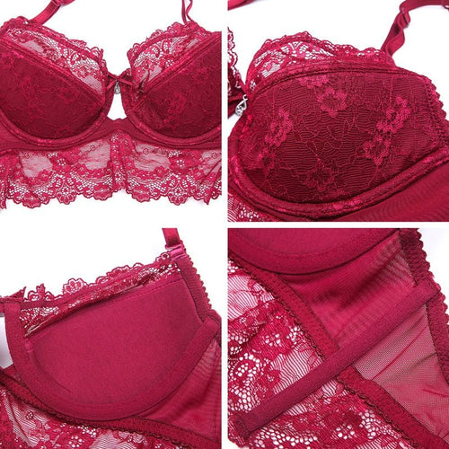 Sexy 7PCS Women Mesh Floral Lingerie Set -Kosmicos