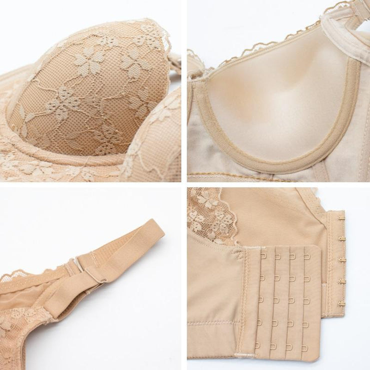 Sexy Embroidery Smoothing Back Fat Bra -Kosmicos